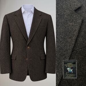 Hart Schaffner Marx Sport Coat 44L Espresso Brown Tweed USA